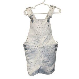 Naartjie Size 5-6 Denim Shortalls Overalls White Polka Dots Shorts